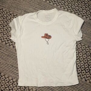 Full Tilt White Tee with Orange Hat Graphic